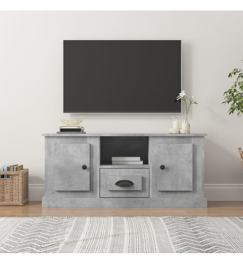 Meuble TV gris béton 100x35,5x45 cm bois d'ingénierie