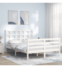 Cadre de lit avec tête de lit blanc 120x200 cm bois massif