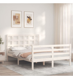 Cadre de lit avec tête de lit blanc 120x200 cm bois massif