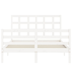 Cadre de lit avec tête de lit blanc 120x200 cm bois massif