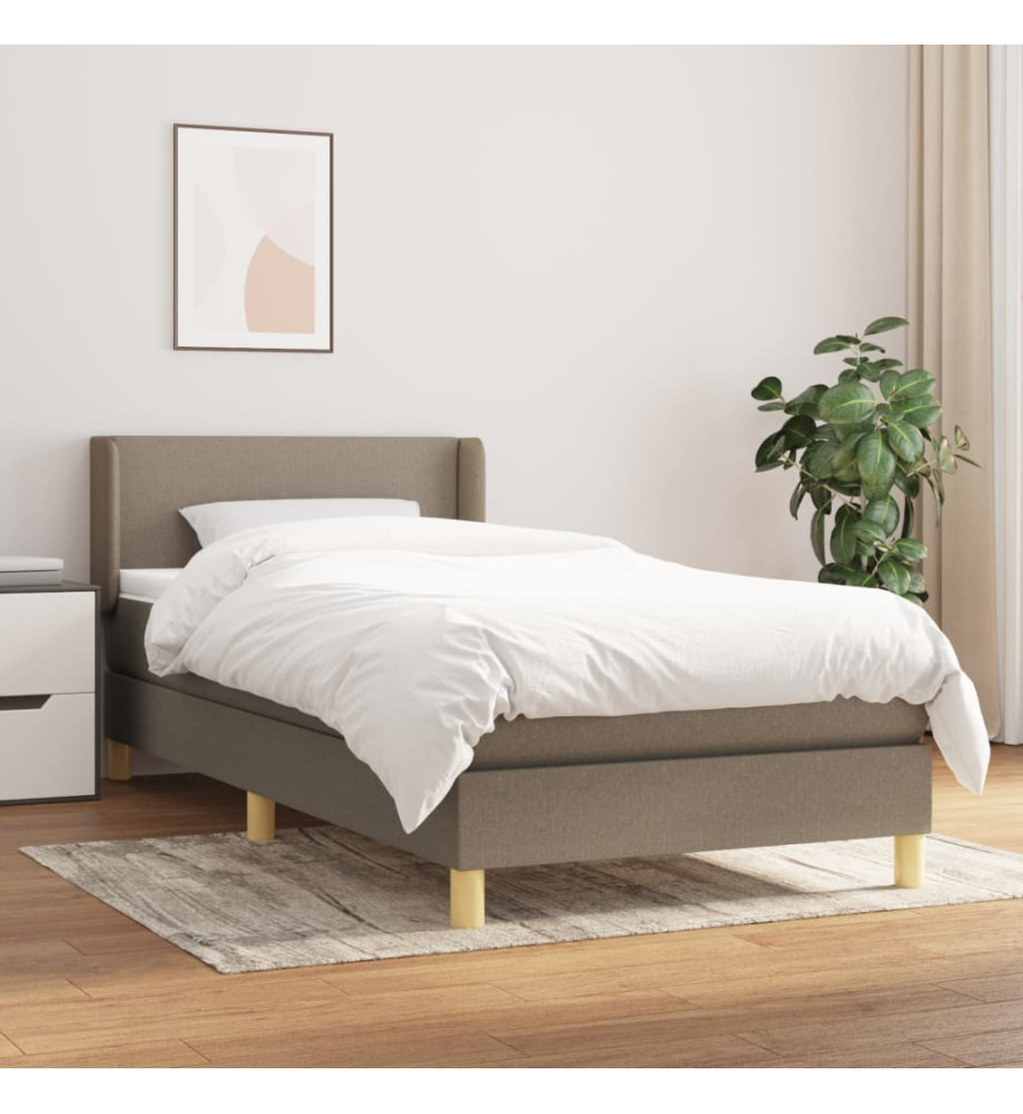 Lit à sommier tapissier avec matelas Taupe 90x190 cm Tissu Lit à sommier tapissier avec matelas Taupe 90x190 cm Tissu