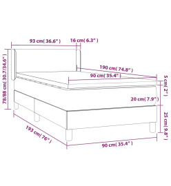 Lit à sommier tapissier avec matelas Taupe 90x190 cm Tissu