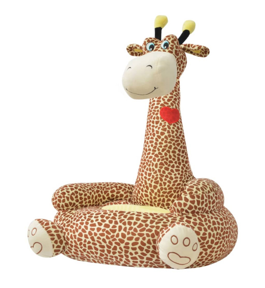 Chaise en peluche pour enfants Girafe Marron