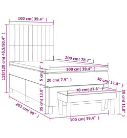 Lit à sommier tapissier avec matelas Gris foncé 100x200 cm