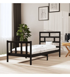 Cadre de lit Noir Bois de pin massif 100x200 cm