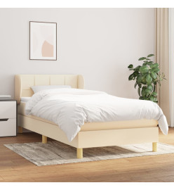 Lit à sommier tapissier avec matelas Crème 100x200 cm Tissu
