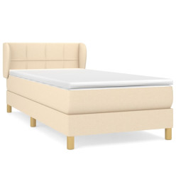 Lit à sommier tapissier avec matelas Crème 100x200 cm Tissu