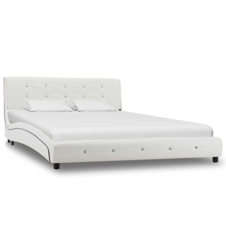 Cadre de lit Blanc Similicuir 140 x 200 cm Cadre de lit Blanc Similicuir 140 x 200 cm