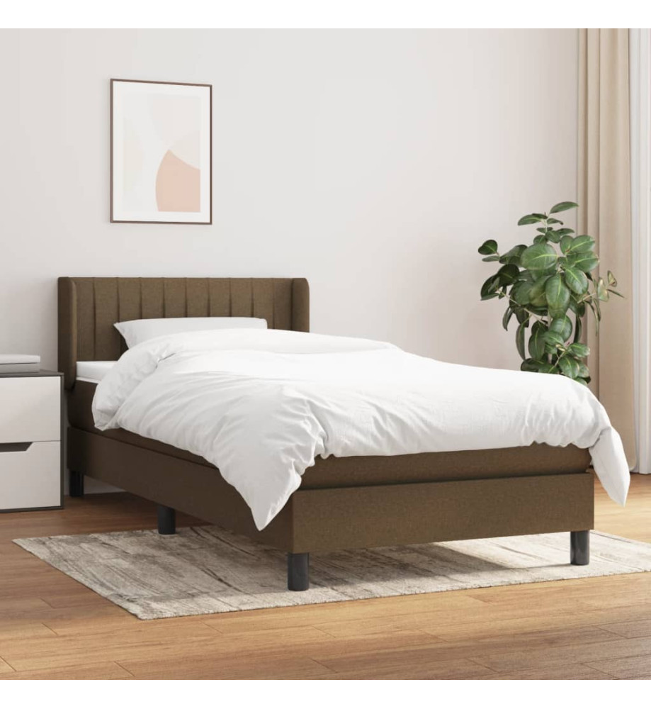 Lit à sommier tapissier avec matelas Marron foncé 90x190 cm Lit à sommier tapissier avec matelas Marron foncé 90x190 cm