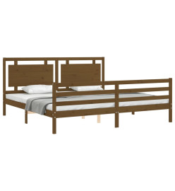 Cadre de lit et tête de lit marron miel Super King bois massif