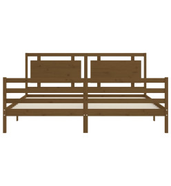 Cadre de lit et tête de lit marron miel Super King bois massif