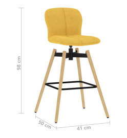 Chaises pivotantes de bar lot de 2 jaune tissu