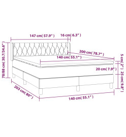 Lit à sommier tapissier et matelas Gris clair 140x200cm Velours