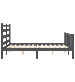 Cadre de lit avec tête de lit gris King Size bois massif