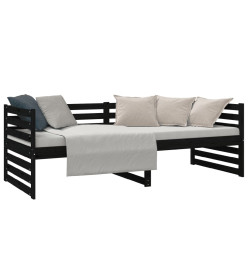 Lit de jour Noir 80x200 cm Bois de pin massif