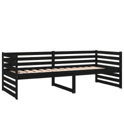 Lit de jour Noir 80x200 cm Bois de pin massif