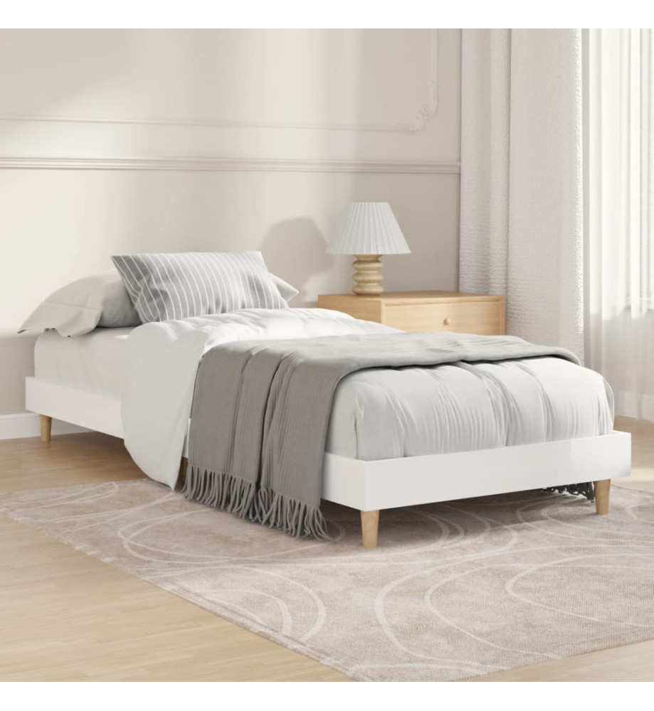 Cadre de lit blanc brillant 75x190 cm bois d'ingénierie Cadre de lit blanc brillant 75x190 cm bois d'ingénierie