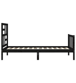 Cadre de lit et tête de lit noir 100x200 cm bois massif