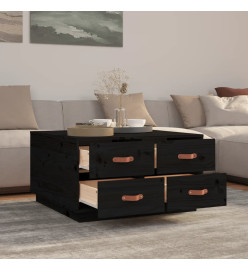 Table basse Noir 80x80x45 cm Bois massif de pin