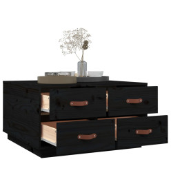 Table basse Noir 80x80x45 cm Bois massif de pin