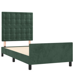 Cadre de lit avec tête de lit Vert foncé 100x200 cm Velours