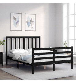 Cadre de lit avec tête de lit noir 140x200 cm bois massif