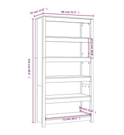 Bibliothèque Marron miel 80x35x154 cm Bois de pin massif