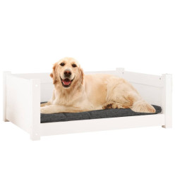 Lit pour chien Blanc 75,5x55,5x28 cm Bois de pin solide