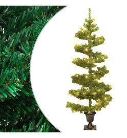 Arbre de Noël hélicoïdal pré-éclairé avec pot vert 120 cm PVC