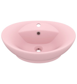 Lavabo ovale de luxe à trop-plein Rose mat 58,5x39 cm Céramique