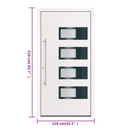 Porte d'entrée Blanc 110x210 cm Aluminium et PVC