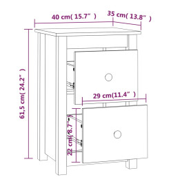 Table de chevet Gris 40x35x61,5 cm Bois de pin massif