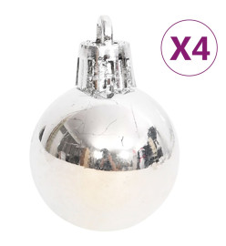 Ensemble de boules de Noël 70 pcs Argenté et blanc