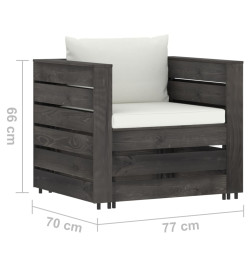 Salon de jardin 7 pcs avec coussins Bois imprégné de gris