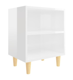 Tables de chevet pieds en bois 2 pcs Blanc brillant 40x30x50 cm