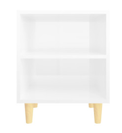 Tables de chevet pieds en bois 2 pcs Blanc brillant 40x30x50 cm