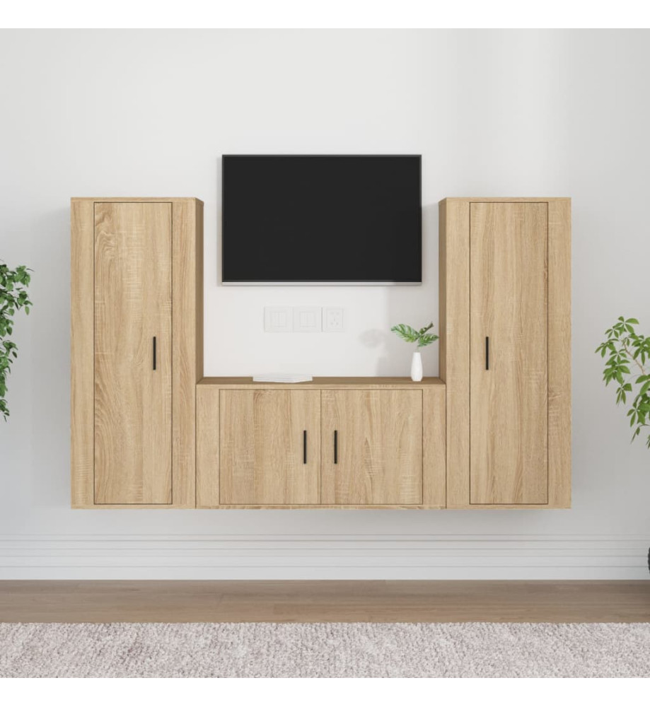 Ensemble de meubles TV 3 pcs Chêne sonoma Bois d'ingénierie