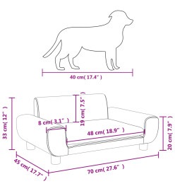 Lit pour chien crème 70x45x33 cm velours