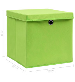 Boîtes de rangement avec couvercles 4 pcs Vert 32x32x32cm Tissu