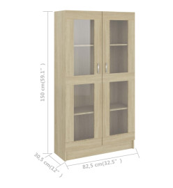 Armoire à vitrine Chêne sonoma 82,5x30,5x150 cm Aggloméré