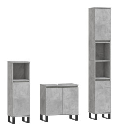 Ensemble de meubles de salle de bain 3 pcs gris béton