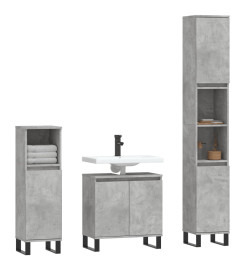 Ensemble de meubles de salle de bain 3 pcs gris béton