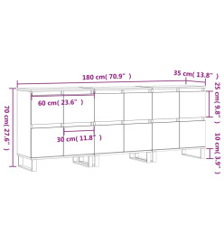 Buffets 3 pcs Sonoma gris Bois d'ingénierie