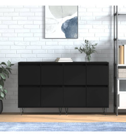 Buffets 2 pcs noir bois d'ingénierie