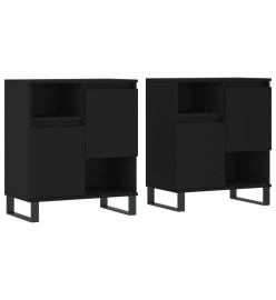 Buffets 2 pcs noir bois d'ingénierie