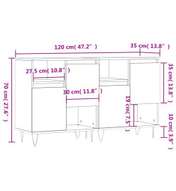 Buffets 2 pcs gris béton bois d'ingénierie