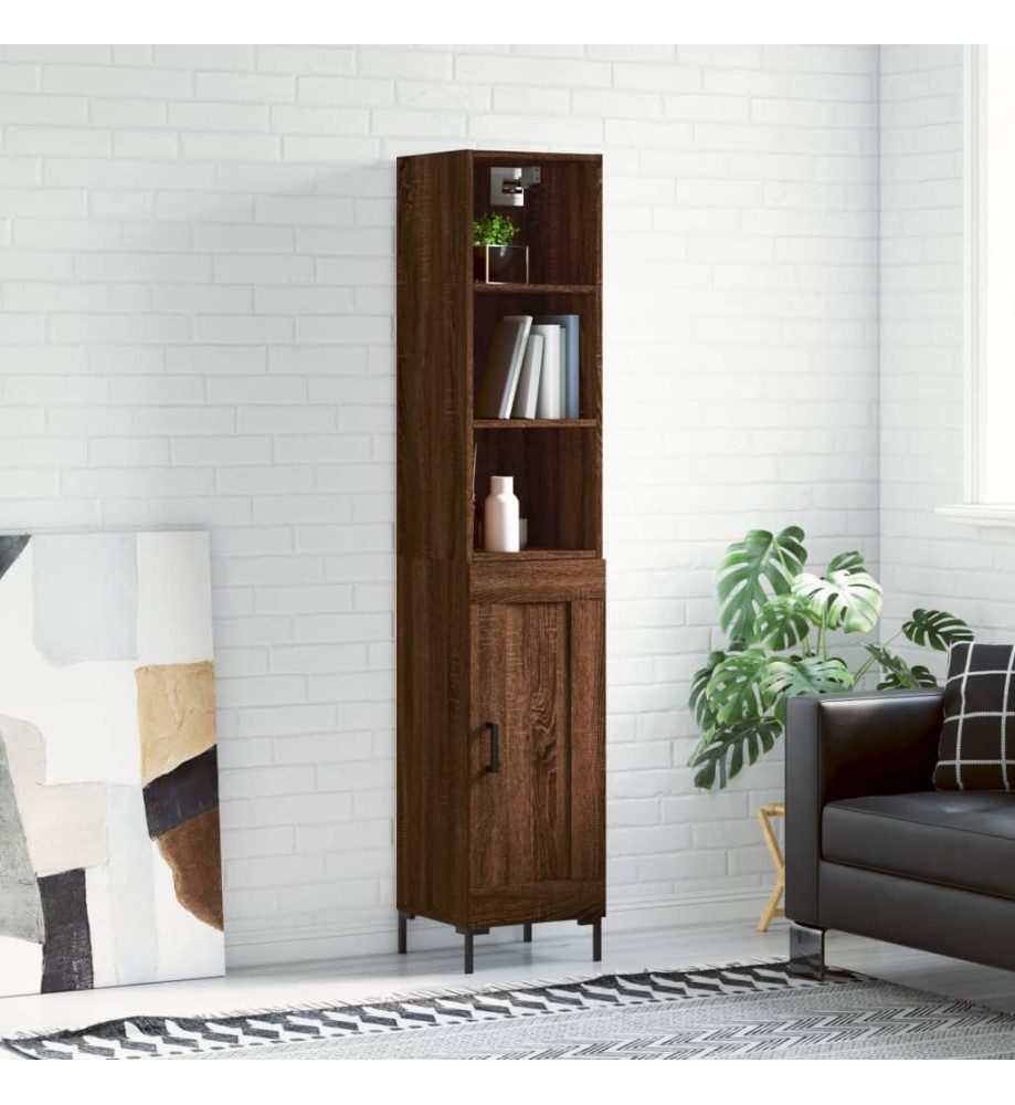 Buffet haut Chêne marron 34,5x34x180 cm Bois d'ingénierie Buffet haut Chêne marron 34,5x34x180 cm Bois d'ingénierie