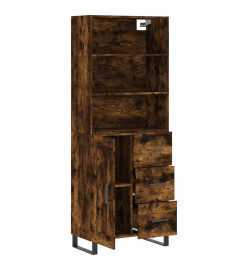 Buffet haut Chêne fumé 69,5x34x180 cm Bois d'ingénierie