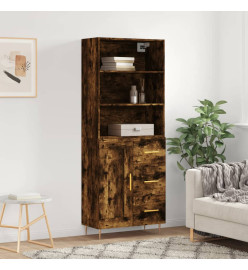 Buffet haut Chêne fumé 69,5x34x180 cm Bois d'ingénierie