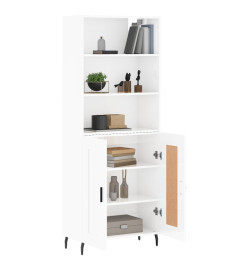 Buffet haut Blanc brillant 69,5x34x180 cm Bois d'ingénierie
